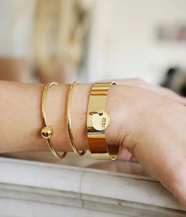 Bracelet jonc Zag Bianca en acier doré