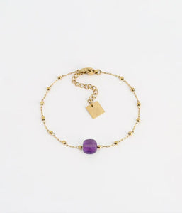 Bracelet Zag Pablo en acier doré avec Améthyste