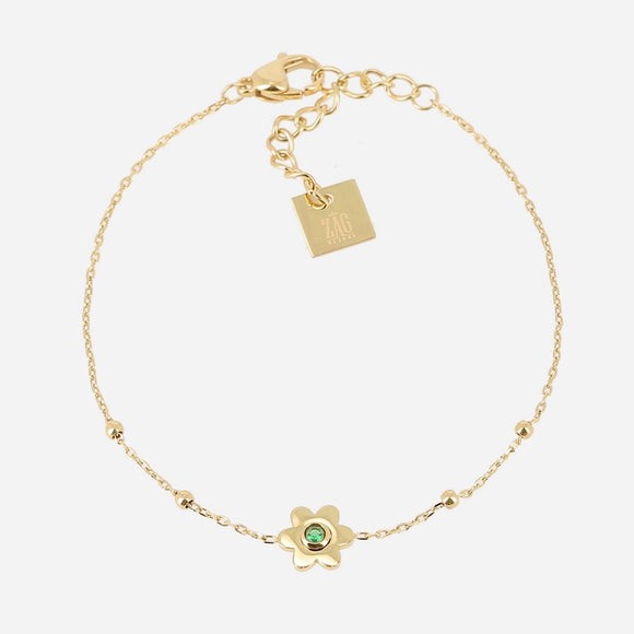 Bracelet Zag Kapsi vert en acier doré