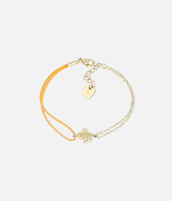 Bracelet ZAG Lyric en cordon orange corail et acier doré
