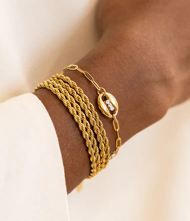 Bracelet Zag Otto en acier doré