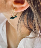 Boucles d'oreilles ZAG Zoé en acier doré et malachites