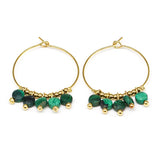 Boucles d'oreilles ZAG Zoé en acier doré et malachites