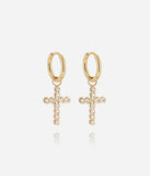 Boucles d'oreilles ZAG croix Capizzi en acier doré