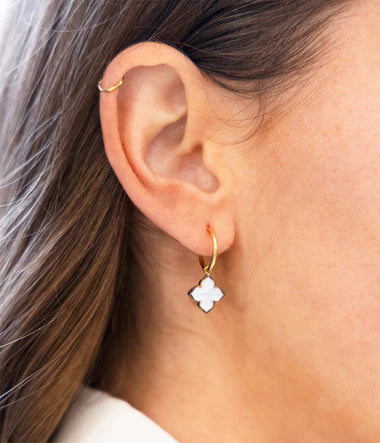 Boucles d'oreilles ZAG Racine en acier doré et nacre