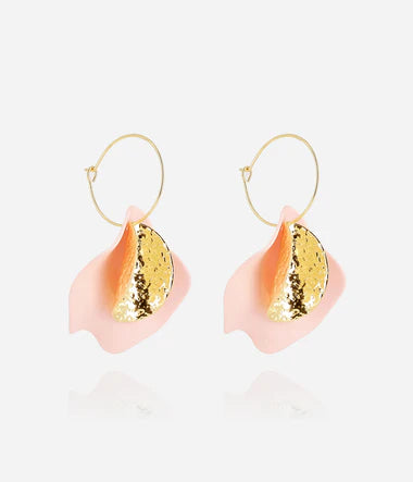Boucles d'oreilles ZAG Soline rose en acier doré