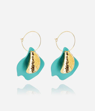 Boucles d'oreilles ZAG Soline Turquoise en acier doré
