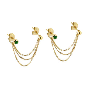 Boucles d'oreilles doubles ZAG Malachite en acier doré 880J905