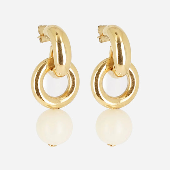 Boucles créoles Laia en acier doré avec perles