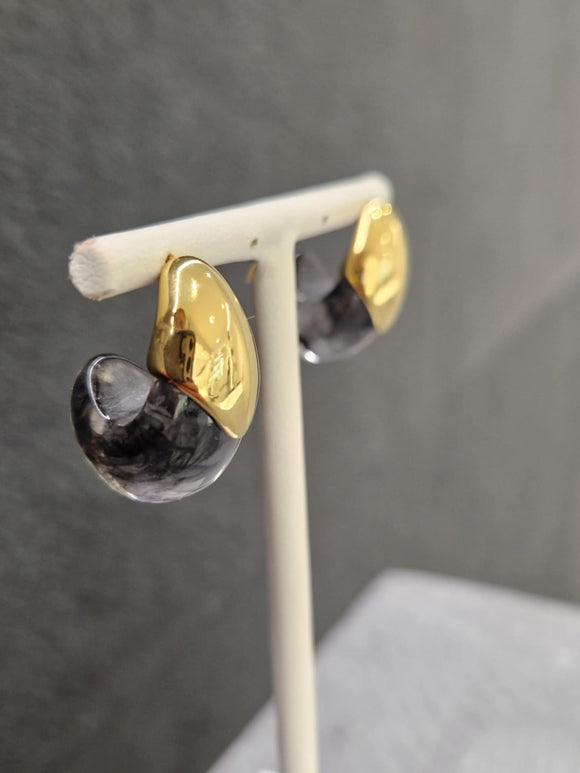 Boucles Zag Merylie noires en acier doré