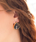 Boucles d'oreilles ZAG Fernande noire en acier doré