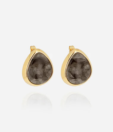 Boucles d'oreilles ZAG Fernande noire en acier doré