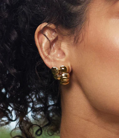 Boucles d'oreilles ZAG Caterpillar en acier doré