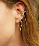 Triples Boucles d'oreilles ZAG Dual en acier doré (3 anneaux pour 1 seul perçage)