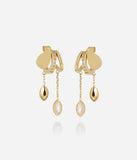 Triples Boucles d'oreilles ZAG Dual en acier doré (3 anneaux pour 1 seul perçage)