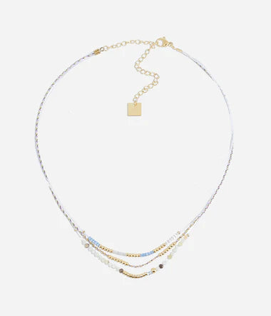 Collier Choker ZAG Ronal en coton, acier doré et pierres