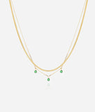 Collier ZAG Londrina en acier doré et zirconiums verts