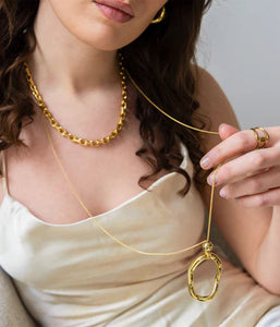 Collier Sautoir Zag Doris en acier doré
