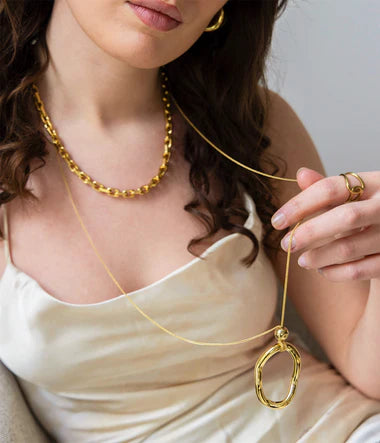 Collier Sautoir Zag Doris en acier doré