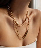 Collier sautoir ZAG Partinello en acier doré