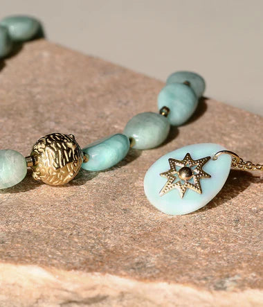 Collier ZAG Inley Aqua en acier doré