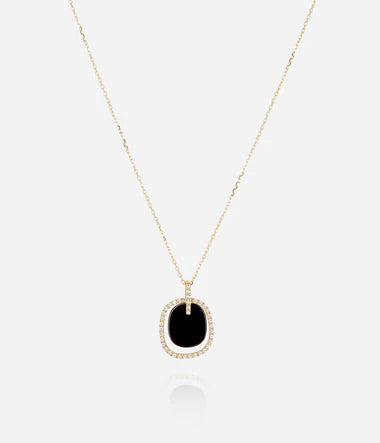 collier Zag Emilio Onyx noir en acier doré