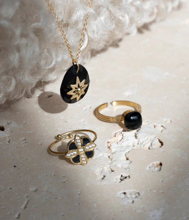Collier ZAG Inley Noir en acier doré