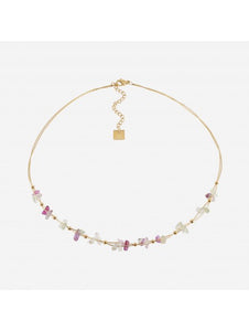 Collier ZAG multicolores en pierres naturelles et acier doré 850J739