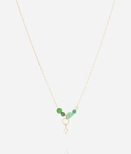 Collier ZAG Beya vert en acier doré