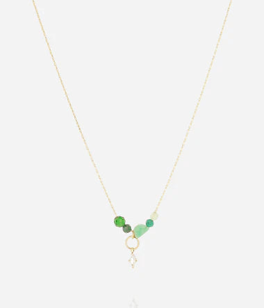 Collier ZAG Beya vert en acier doré