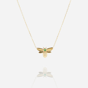 Collier ZAG Abeja Vert en acier doré