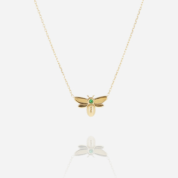 Collier ZAG Abeja Vert en acier doré