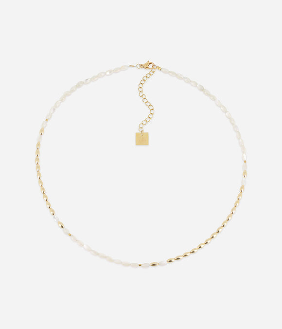 Collier ZAG Poeiti en acier doré et nacre