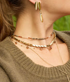 Collier ZAG Velet en acier doré et pyrite