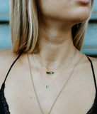 Collier ZAG Carole vert en acier doré