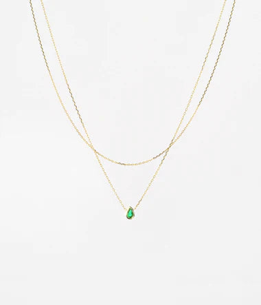 Collier ZAG Carole vert en acier doré