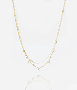 Collier double ZAG Ouzo en acier doré