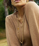 Collier double ou sautoir ZAG Nyra en acier doré