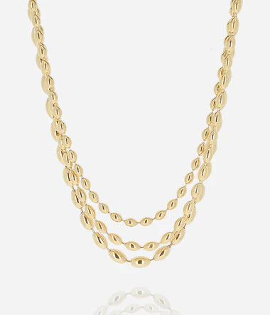 Collier triple ZAG Caddy en acier doré