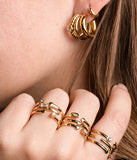 Bague ZAG Palpa en acier doré