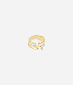 Bague ZAG Palpa en acier doré