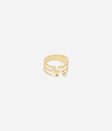 Bague ZAG Palpa en acier doré