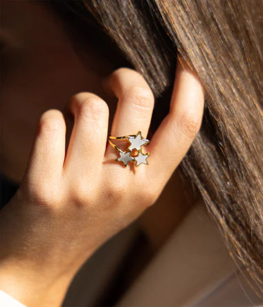 Bague ZAG Cyrielle en acier doré