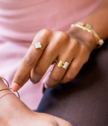 Bague ZAG Monarq en acier doré