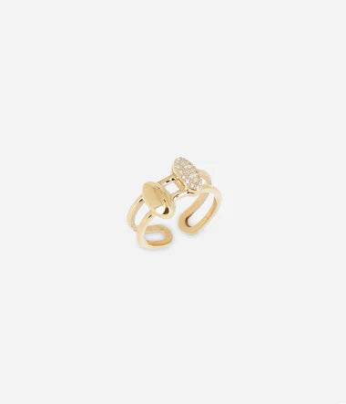 Bague ZAG Santa en acier doré