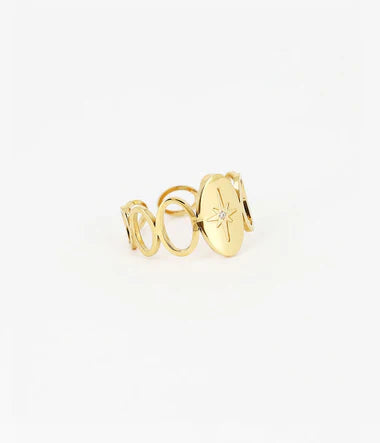 Bague ZAG Sardaigne en acier doré