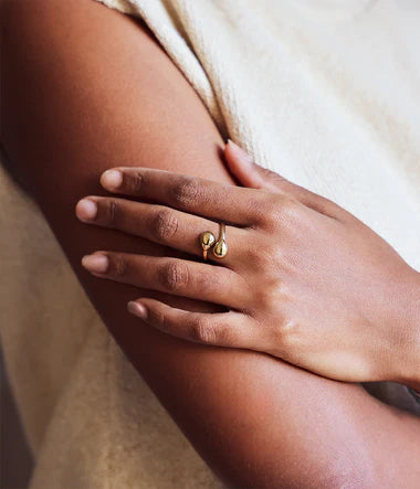 Bague ZAG Teru en acier doré