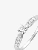 Bague solitaire accompagné en argent rhodié et zirconium 611-4004