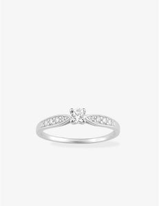 Bague solitaire accompagné en argent rhodié et zirconium 611-4004