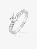 Bague solitaire accompagné en argent rhodié et zirconium 611-4007